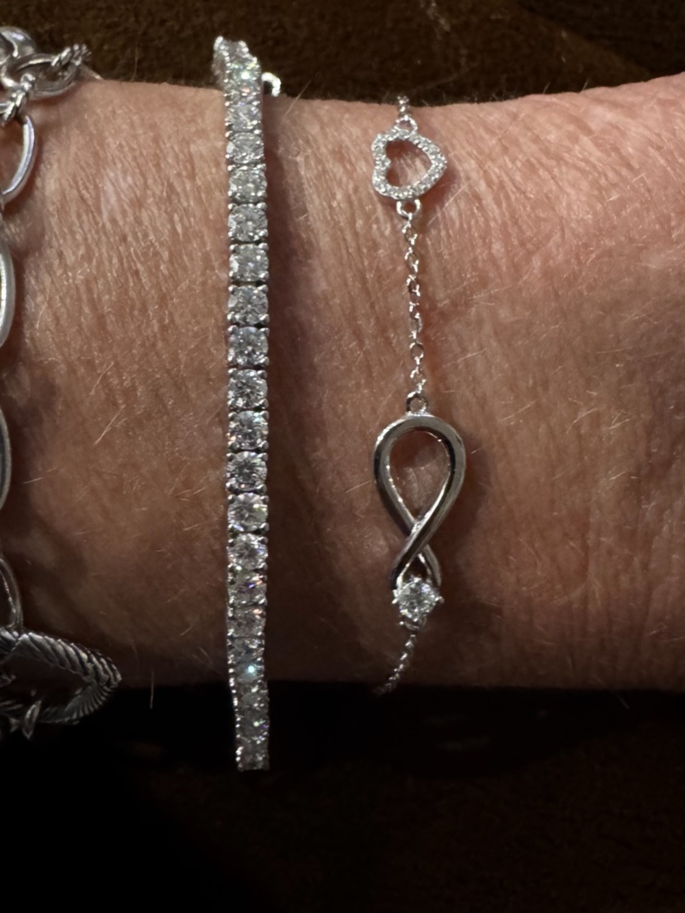 1.5  TCW 925 Sterling Silver Infinity & Heart Moissanite Bracelet -